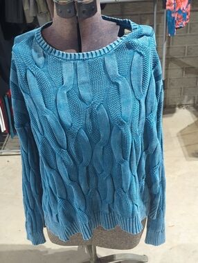 Blue Cable-Knit Women's Sweater